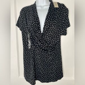 ANN TAYLOR Black and White Polka Dot Blouse